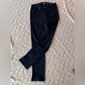 Black PAIGE Transcend Hoxton High Waist Undone Hem Skinny Jeans